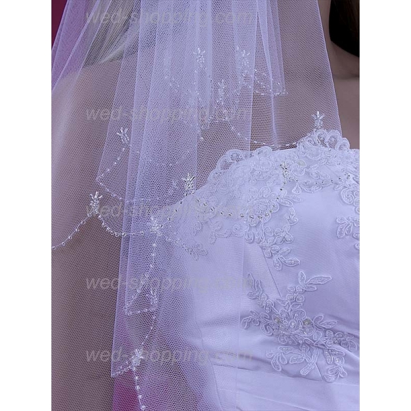 Voile Strass et petites perles bord