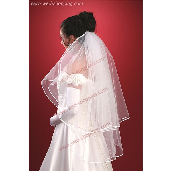 Voile de mariée, deux couches, longueur ceinture