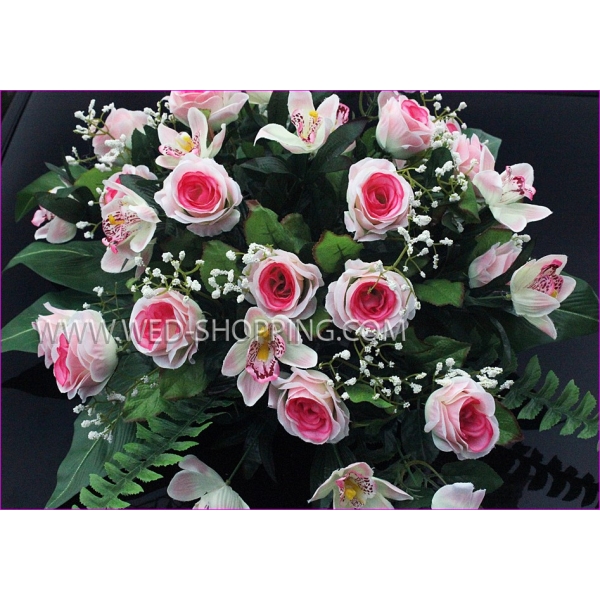 Voiture mariage bouquet Roses et orchidées - Rose