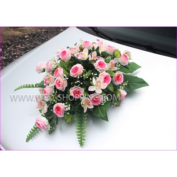 Voiture mariage bouquet Roses et orchidées - Rose