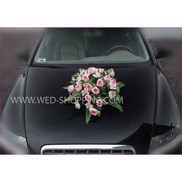 Voiture mariage bouquet Roses et orchidées - Rose