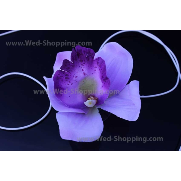 Décoration voiture mariage orchidées lilas
